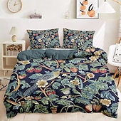 baratos 100% algodão-conjunto de capa de edredom botânica profunda - inclui capa de edredom e fronhas - design rico inspirado em plantas - tecido macio e confortável - perfeito para decoração elegante de quarto