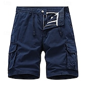 cheap Classic-Men&#039;s Cargo Shorts Shorts Summer Shorts Drawstring Elastic Waist Multi Pocket Plain Comfort Wearable Knee Length Outdoor Sport Daily Fashion Casual Black Yellow
