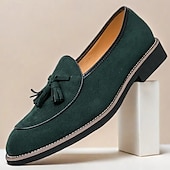 Χαμηλού Κόστους Ημιεπίσημο-ανδρικά σουέτ loafers με λεπτομέρεια φούντας – κομψά casual slip-on παπούτσια με λευκές σωληνώσεις, άνετα παπούτσια για καθημερινή χρήση και ημιεπίσημες εκδηλώσεις
