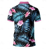 abordables Polo hawaïen pour homme-Homme Fleuri Graphique Polo Manche Courte Polos Chemises à Col Occasionnel École Extérieur Tenue quotidienne Vêtements de maison Impression 3D Été Jaune Bleu Violet