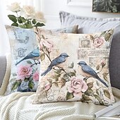 levne květinový a rostlinný styl-1 ks Polyester Polštářový potah, Zvíře stromy a listí rustikální design Pastýřský Obdélníkový Tradiční Klasický