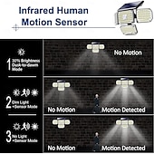 cheap Outdoor Wall Lights-Outdoor Solar Waterproof Wall Lamp - 214 LED Beads Motion Sensor with 4 Adjustable Heads, 340° Wide-Angle for Porch, Balcony, Courtyard, Garden &amp; Garage Lighting 1pc