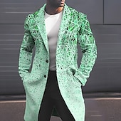 billiga lättviktsrock för män-Herr Geometri Vinterkappa Rock Kappa Håller värmen Andningsfunktion Bekväm Mode Streetwear Affär Arbete Klä till Jobbet Utekväll Ficka Mönster Höst vinter Nedvikt Långärmad Gul Rodnande Rosa Blå