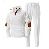 cheap Basic Tracksuits-Men&#039;s Sweatshirt Tracksuit Sweatsuit Black White Blue Khaki Gray Standing Collar Color Block 2 Piece Sports &amp; Outdoor Daily Holiday Polyester Streetwear Basic Casual Spring &amp;  Fall Clothing Apparel