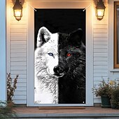 cheap Door Covers-Animal Door Decorations Door Covers Wolf Door Tapestry Door Curtain Decoration Backdrop Indoor/Outdoor Door Banner for Front Door Farmhouse
