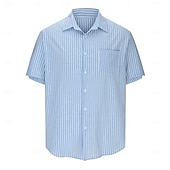 economico camicie casual da uomo-Per uomo Camicia Camicia estiva Camicia a righe Camicia con bottoni Nero Bianco Rosa Blu Viola Manica corta A strisce Colletto Da mare Giornaliero Abbigliamento Di tendenza Informale Comodo