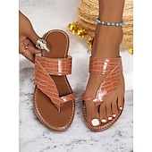 billige Ferietøfler-kvinners gull-krokmønstrede slip-on-sandaler med komfortabel passform – stilig uformelt fottøy for sommer, strand og ferie