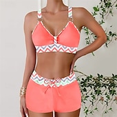 abordables Maillots une pièce et tankinis-Femme Tankini Maillot De Bain Deux Pièces Col en V Dos ouvert Maillots de Bain Maillots de Bain Noir Rose Claire Respirable Séchage rapide Poids Léger Sans Manches - Natation Surf Plage Eté Printemps