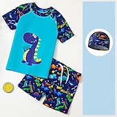 economico Costumi da bagno per bambini-Bambino Da ragazzo Costume da bagno Dinosauro Manica corta Girocollo Spiaggia Festività Bianco Estate Vestiti 4 anni +