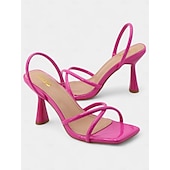 abordables Bal de promo-sandales à talons beiges à lanières et bout carré – talons hauts minimalistes pour femmes pour l&#039;été et les occasions formelles de bal