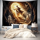 abordables Tapisserie Religieuse-Tapisserie suspendue Jésus Ange Art mural Grande tapisserie Décor mural Photographie Arrière-plan Couverture Rideau Décoration maison Chambre Salon