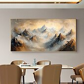 cheap Landscape Paintings-Handmade Original Colourful Mountains Oil Painting On Canvas Abstract Mountain Landscape Wall Art for Home Decor With Stretched Frame Without Inner Frame Painting