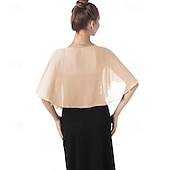 cheap Wedding Guest Wraps-Baoqiya Capelets for women Chiffon Cape Soft Shawls and Wraps Wedding Capes 1920s flapper Cover Up