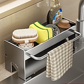 cheap Bath Hardware-Sink Sponge Holder, Countertop Draining Rack, Freestanding Storage Organizer for Sponges, Dishcloths, and Scrubbers in Bathroom or Kitchen