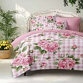 economico 100% cotone-set copripiumino con motivo floreale geometrico set morbido set di biancheria da letto in cotone di lusso in 3 pezzi set decorazioni per la casa regalo twin completo king size copripiumino queen size