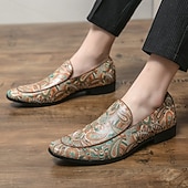 baratos Mocassins-mocassins masculinos de couro sintético com padrão paisley colorido – sapatos elegantes para ocasiões formais e casuais