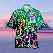 economico Camicie taglie forti da uomo-Per uomo Fluorescente Camicia Camicia hawaiana Camicia da campo Manica corta Camicia Collo ripiegabile Strada Informale Stampa 3D Giallo Rosso Viola chiaro Viola Verde 3D Abbigliamento Di tendenza