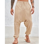 economico Classico-Per uomo Pantaloni di lino Pantaloni Pantaloni estivi Pantaloni larghi Pantaloni stile harem A cordoncino Vita elastica Liscio Comfort Traspirante Lunghezza intera Yoga Giornaliero Per eventi Di