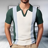 olcso Férfi klasszikus póló-Férfi Button Up Polos Golfing Hétköznapi Sport Hajtóka Rövid ujjú Divat Alap Színes Kollázs Gombok Nyár Lóhere Button Up Polos