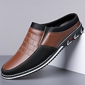 abordables Sabots et mules-Homme Sabots et mules Cuir PU Confortable Antidérapantes Mocassins Noir Bleu Marron