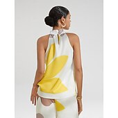 Χαμηλού Κόστους Γραφικό Τανκ-Γυναικεία Φλοράλ Διακοπές Καθημερινά Ρούχα Καθημερινά Αμάνικο Λευκό Άνθινο Στυλ Αμάνικο Λαιμός Καλοκαίρι