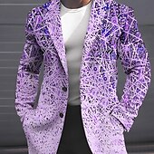 billiga lättviktsrock för män-Herr Geometri Vinterkappa Rock Kappa Håller värmen Andningsfunktion Bekväm Mode Streetwear Affär Arbete Klä till Jobbet Utekväll Ficka Mönster Höst vinter Nedvikt Långärmad Gul Rodnande Rosa Blå