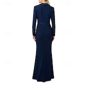 economico Lunghezza del pavimento-Abito Blazer Mermaide  Tromba Abito da Sera Abito Smoking Festa Serale Black Tie Gala Lunghezza A Terra Maniche Lunghe Collo a V Mercoledì Famiglia Addams Cotone Misto Schienale a Scala con Bottoni