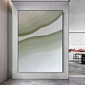preiswerte Abstrakte Gemälde-handgemachtes Ölgemälde Wandkunst 2er Set grün weiß abstraktes Gemälde auf Leinwand ein Paar beige Struktur Wandkunst neutral abstrakte Wandkunst Wanddekoration