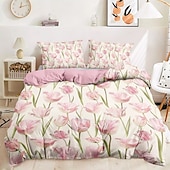 economico 100% cotone-set copripiumino floreale set di modelli di piante tropicali in cotone morbido set di biancheria da letto di lusso in 3 pezzi regalo per la festa della mamma decorazioni per la casa copripiumino matrimoniale king size queen size