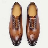 baratos Sapatos Sociais Clássicos-Sapatos oxford masculinos de couro bovino premium – design formal com cadarço marrom degradê para negócios, casamentos e ocasiões especiais