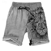 economico Animali &amp; Uccelli-Per uomo Leone Stampa animal Pantaloncini Pantaloncini da spiaggia Pantaloncini casual Vita normale Streetwear Retrò vintage Esterno Per eventi Abbigliamento di strada A cordoncino Vita elastica Con