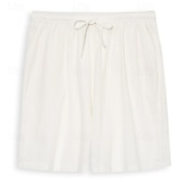 baratos Feriado-Homens Calção Shorts de verão Shorts de praia Com Cordão Cintura elástica Perna reta Tecido Conforto Respirável Comprimento do joelho Diário Feriado Praia Férias Moda Branco Azul Marinha