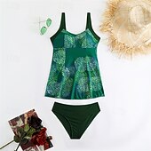 billiga One Pieces &amp; Tankinis-Dam Baddräkt V-ringad Badkläder Badkläder Purpur Grön Andningsfunktion Snabb tork Lättvikt Ärmlös - Simmning Surfing Strand Sommar Vår Plusstorlekar