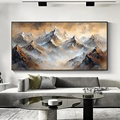 cheap Landscape Paintings-Handmade Original Colourful Mountains Oil Painting On Canvas Abstract Mountain Landscape Wall Art for Home Decor With Stretched Frame Without Inner Frame Painting