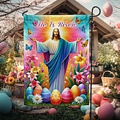 abordables Banderas de Jardín, Banner-Bandera de Jardín 12x18 Pulgadas Decoraciones al Aire Libre Bienvenida Bandera de Jardín Patio Bandera Cruz Jesús Bandera de Jardín Doble Cara Banderas al Aire Libre 1pc