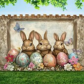 cheap Holiday Tapestries-Hanging Tapestry Eggs Bunny Wall Art Large Tapestry Mural Decor Photograph Backdrop Blanket Curtain Home Bedroom Living Room Decoration