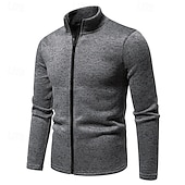 cheap Casual Jackets-Men&#039;s Lightweight Jacket Summer Jacket Casual Jacket Vacation Daily Warm Pocket Fall &amp; Winter Plain Fashion Classic Stand Collar Regular Black White Light Grey Dark Gray Jacket