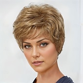cheap Older Wigs-Classic Short Wig with Enviable Volume and Textured Layers / Multi-Tonal Shades of Blonde