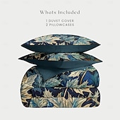 baratos 100% algodão-conjunto de capa de edredom botânica profunda - inclui capa de edredom e fronhas - design rico inspirado em plantas - tecido macio e confortável - perfeito para decoração elegante de quarto