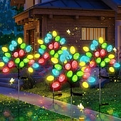 abordables Lumières de pâques-Lampe solaire d&#039;extérieur en forme d&#039;œuf de Pâques - 20 LED pour cour, jardin et pelouse, décoration de vacances, 1 pièce