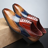 cheap Formal-Men&#039;s Multicolor Patent Leather Oxford Shoes – Wingtip Brogue Design, Formal Lace-Up Dress Shoes for Weddings and Business Events