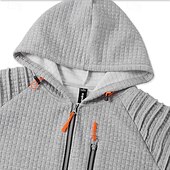 baratos hoodies básicos dos homens-Homens Moletons Waffle Moletom Tático Preto Cáqui Cinzento Claro Com Capuz Tecido Zíper Bolsos Trabalho Desportos e Ar livre Casual Poliéster Roupa de rua Básico Casual Primavera &amp; Outono Estações