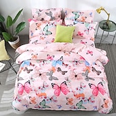 economico Set copripiumino-set copripiumino a farfalla delicato motivo a farfalla per un arredamento da camera da letto grazioso ed elegante realizzato in tessuto morbido e traspirante per il massimo comfort e durata