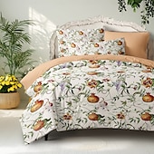 economico 100% cotone-set copripiumino con frutta di melograno set di piante tropicali in cotone set morbido set di biancheria da letto di lusso in 3 pezzi decorazioni per la casa regalo twin completo king size