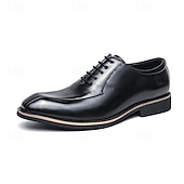 abordables Officiel-chaussures habillées à lacets en similicuir marron classiques pour hommes – chaussures formelles élégantes pour les affaires et les occasions spéciales