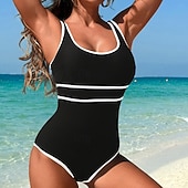economico Surfing Tankinis &amp; Bikinis-Per donna Costume Intero Incrociato dietro Costume da Bagno Floreale Costumi da bagno Nero Azzurro cielo Asciugatura Rapida Leggero Traspirante Senza Maniche - Surf Spiaggia Nuoto Estate Primavera