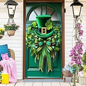 billige Ferievev-saint patrick&#039;s day dørteppe lucky shamrocks dørgardindekorasjon bakgrunn innendørs/utendørs dørbanner til inngangsdør gårdshus