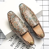 baratos Mocassins-mocassins masculinos de couro sintético com padrão paisley colorido – sapatos elegantes para ocasiões formais e casuais