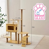 cheap Cat Trees-62 Inches Cat Tree/Cat Tree House and Towers for Large Cat/Cat Climbing Tree with Cat Condo/Cat Tree Scratching Post/Multi-Level Large Cat Tree