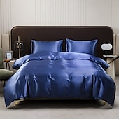 abordables Parures de draps-Ensemble de draps en soie glacée imitation satinée Trois ou quatre pièces